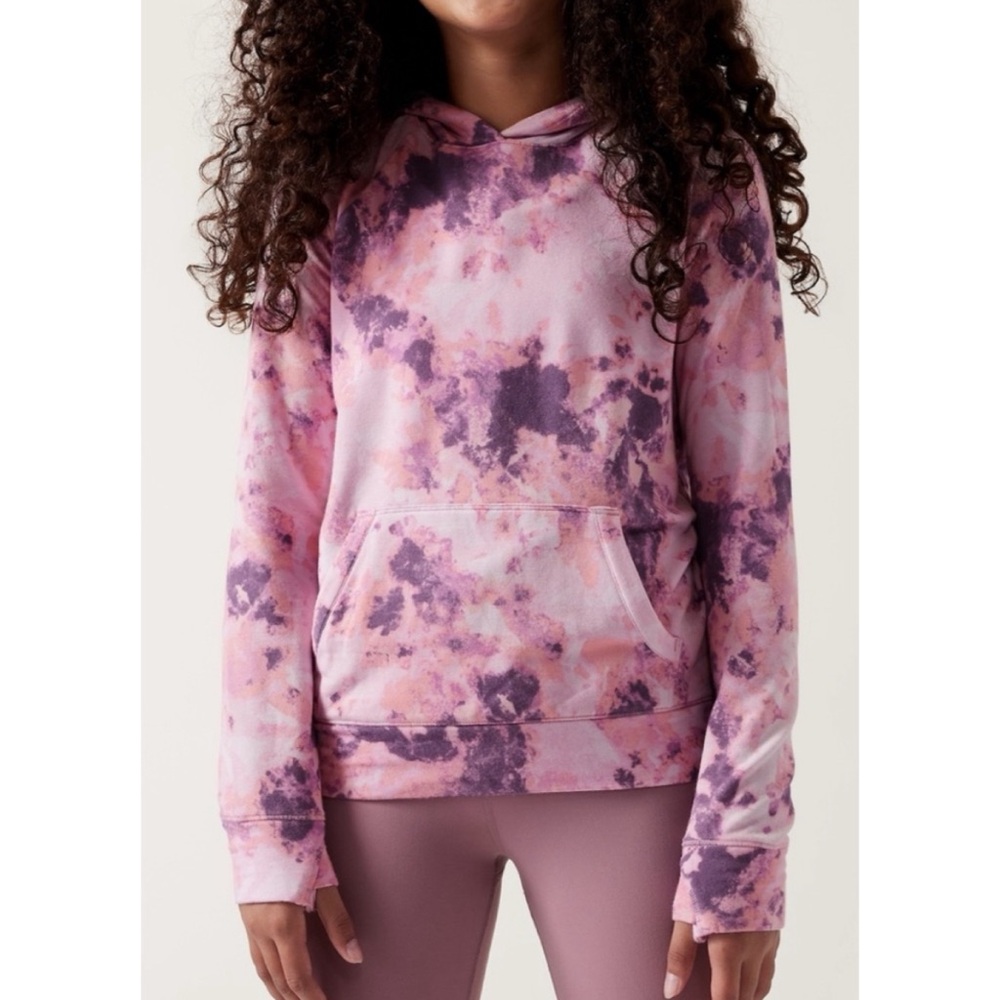 Athleta Girl Tye Die In Your Element Hoodie 2.0 in Moonstone Pink Size 16